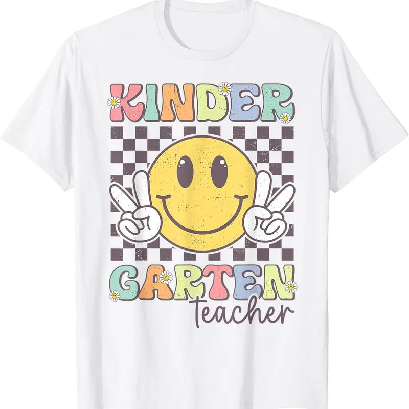Kindergarten Teacher Team Hippie Smile Face Back To School T-Shirt Hoodie, Sweatshirt | HypeDripTees.com