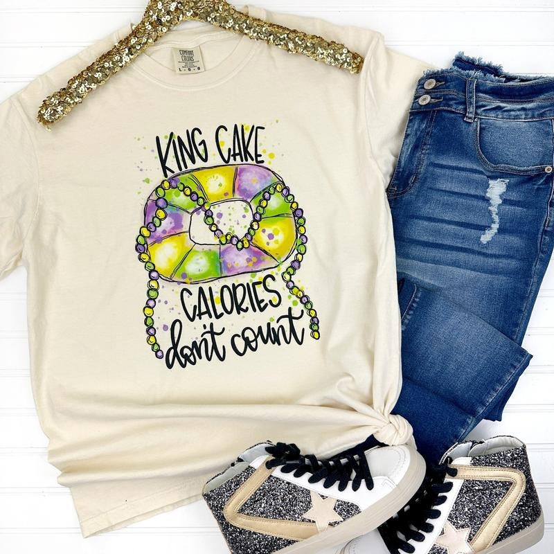 King Cake Calories Comfort Colors T-Shirt Hoodie, Sweatshirt | HypeDripTees.com