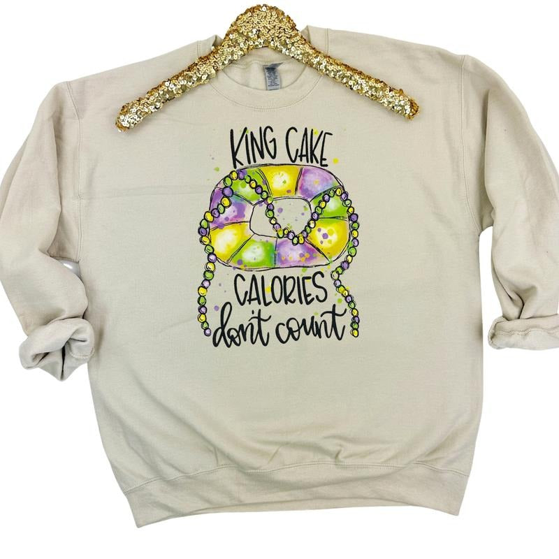 King Cake Calories Don't Count Sweatshirt -- SAND T-Shirts, Hoodie | HypeDripTees.com