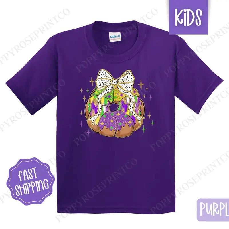 King Cake Kids Shirt - Mardi Gras Children's Tshirt - Cute Youth Tee Gildan Hoodie, Sweatshirt | HypeDripTees.com