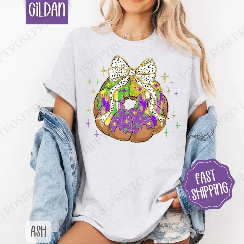 King Cake Shirt Gildan, Mardi Gras Women's Tee, Louisiana Women's Tshirt Plus Sizes Hoodie, Sweatshirt | HypeDripTees.com