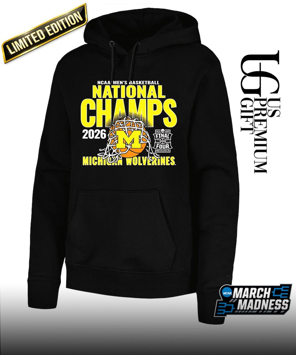 Michigan Wolverines 2026 NCAA Men’s Basketball National Champions cut net T-shirt