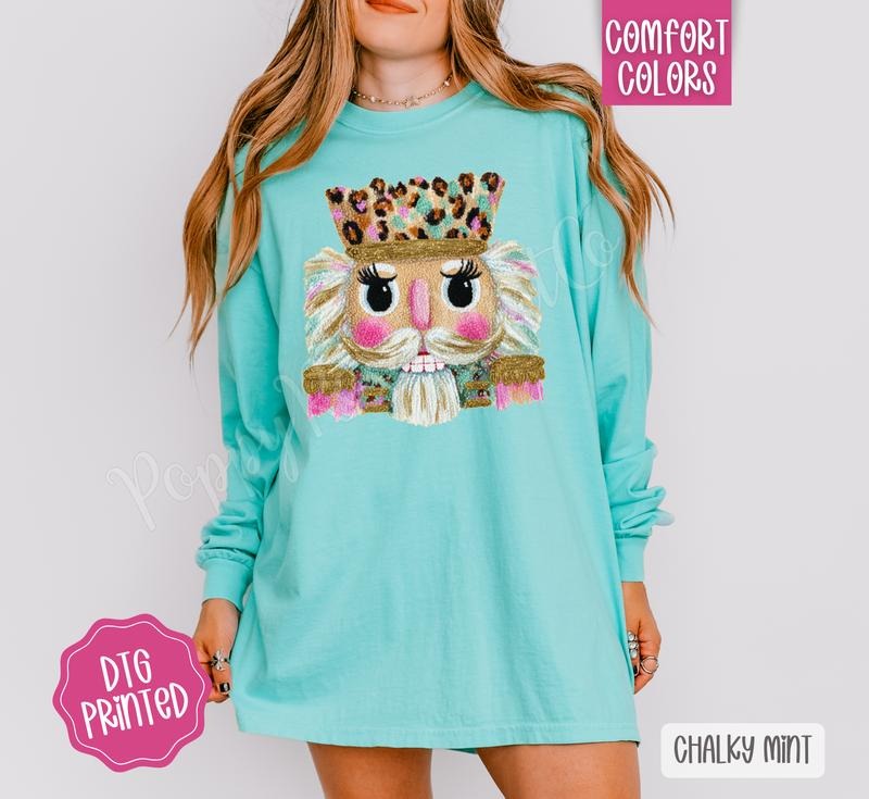 Knit Nutcracker Comfort Colors Long Sleeve T-Shirt, Cute Women's Christmas Tee Hoodie, Sweatshirt | HypeDripTees.com
