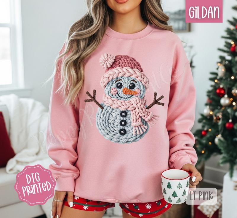 Knit Snowman Sweatshirt, Trendy Women's Christmas Sweater T-Shirts, Hoodie | HypeDripTees.com