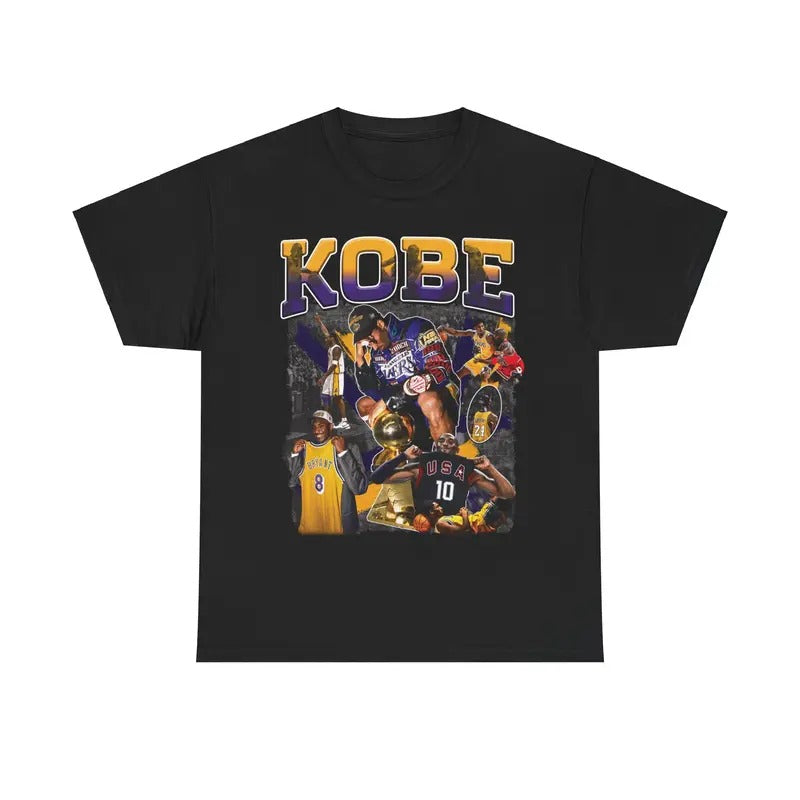Kobe Vintage Basketball Fan Graphic Tee Retro 90s Baller Styled Streetwear Shirt Casual Cotton Menswear Top Classic Man...