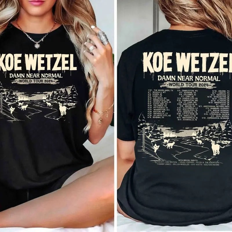 Koe Music 2024 2 Sides Shirt Tour Date Wet.Zel Fan Wetzel Tour 2024 Shirt Wetzel Country Music Shirt T-Shirts, Hoodie, Sweatshirt