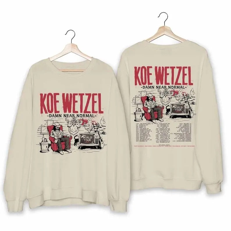 Koe Wetzel - Damn Near Normal World Tour 2024 Shirt, Koe Wetzel Fan Shirt, Koe Wetzel 2024 Concert Shirt, Damn Near...