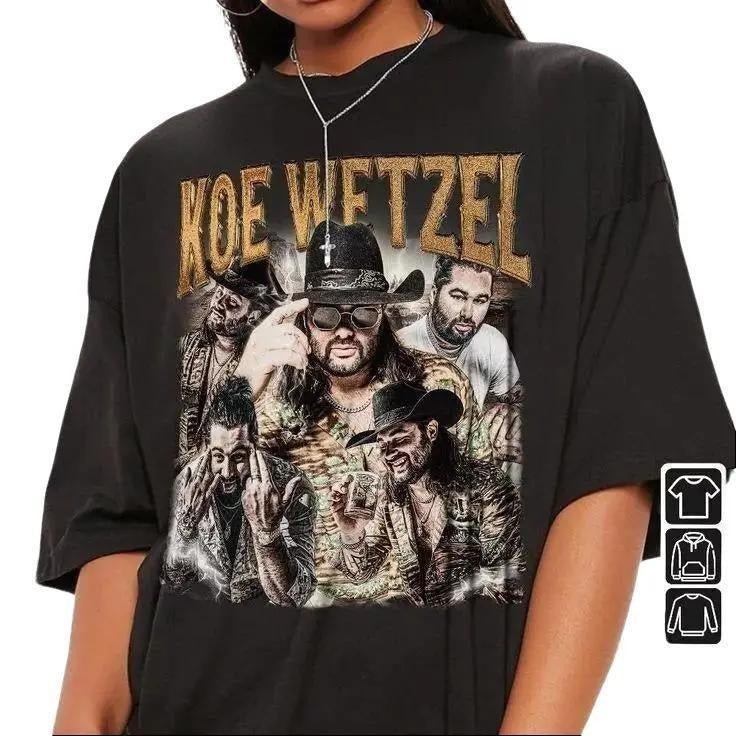 Koe Wetzel Rock Music Black Short Sleeve Tshirt Hoodie, Sweatshirt | HypeDripTees.com