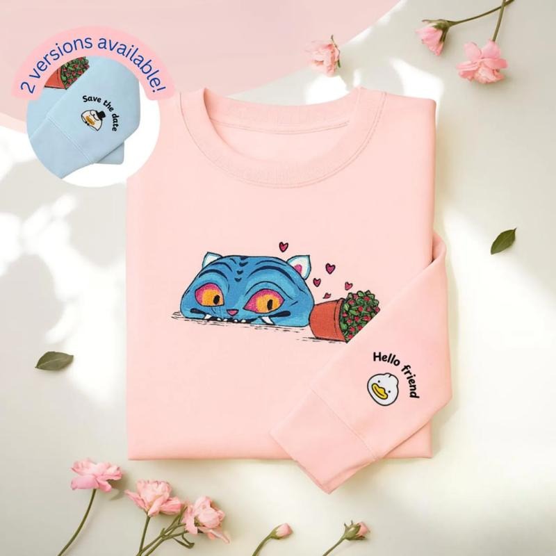 Kpop Huntrix tiger embroidered Shirt, K-pop Hunters Sweathirt, Jinu demon tiger pet, Mira, Rumi, Zoey pullover, Gift for...