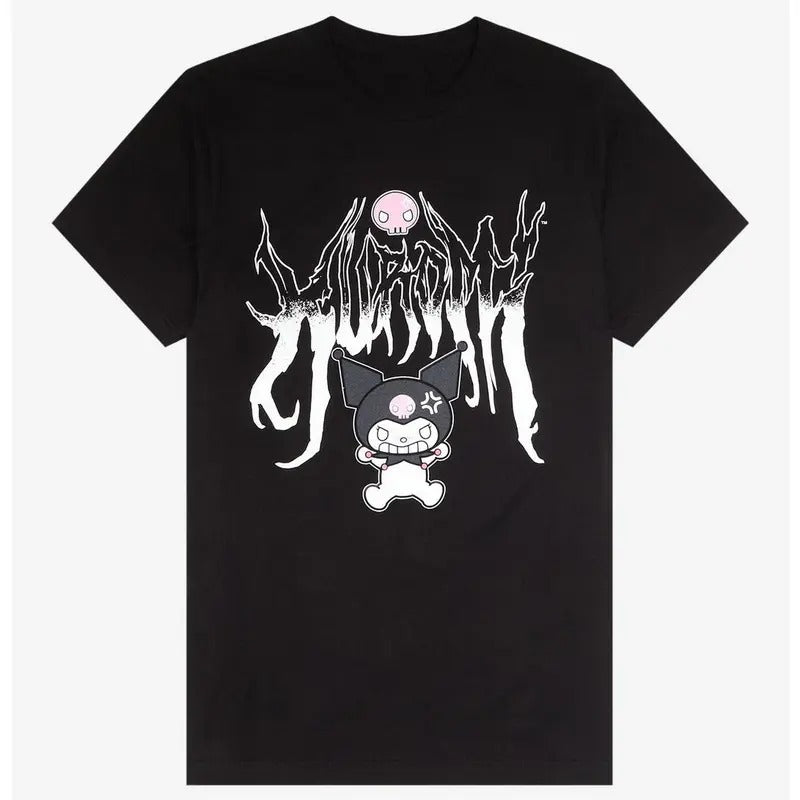Kuromi Heavy Metal Boyfriend Fit Girls T-Shirt Hoodie, Sweatshirt | HypeDripTees.com