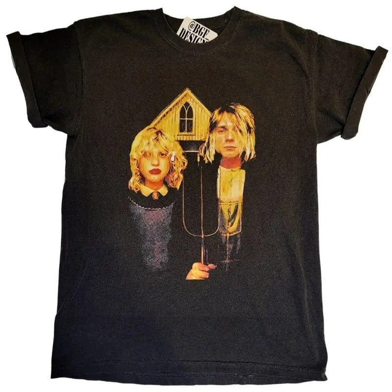 Kurt Cobain Courtney Love Nevermind T-Shirt Menswear Streetwear Cotton Man Tshirt Hoodie, Sweatshirt | HypeDripTees.com
