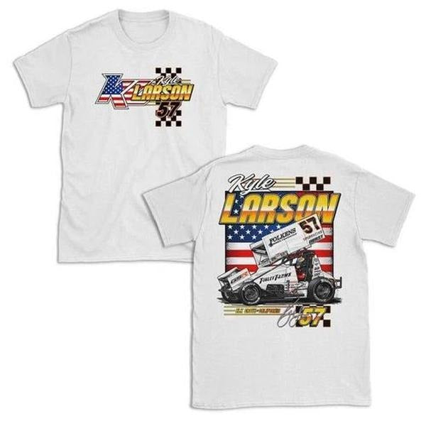 Kyle Larson 57 Sprint Car Shirt, Racing Fan Apparel, American Flag Design Shirt Hoodie, Sweatshirt | HypeDripTees.com