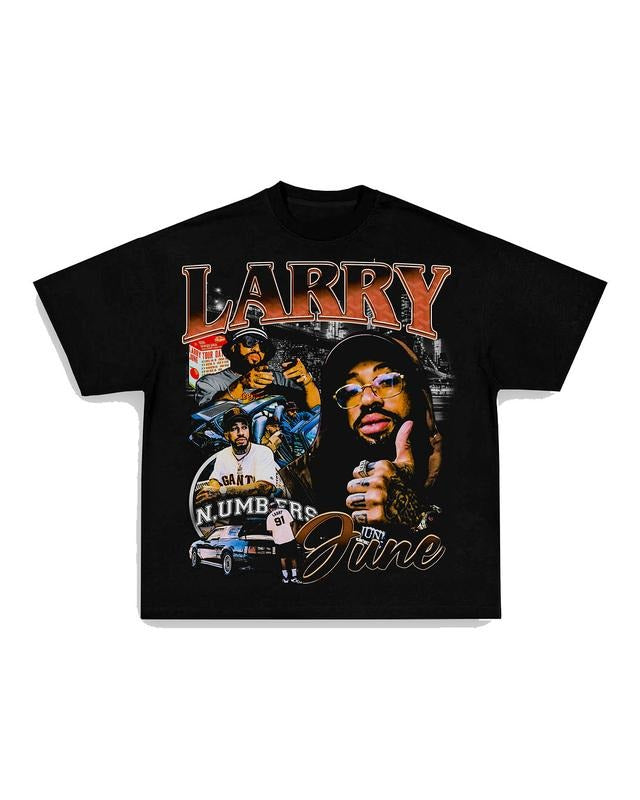 LARRY JUNE TEE Print Short Sleeve T-Shirt Menswear Stylish Top Underwear Man Streetwear Tshirt Shortsleeve Crewneck...