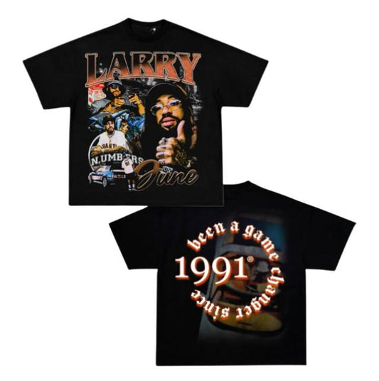 LARRY JUNE TEE, Double Sided Prints Vintage T-Shirt, Graphic Tee Shirt, Unisex T-Shirt, Gift For Him, Crewneck Short Sleeve Shirt, Shirt Trending Top Menswear Underwear