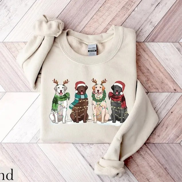 Labrador Retriever Christmas Sweatshirt, Dog Christmas Shirt, Labrador Mom Tshirt, Gift for Dog Lover, Holiday Sweater,...