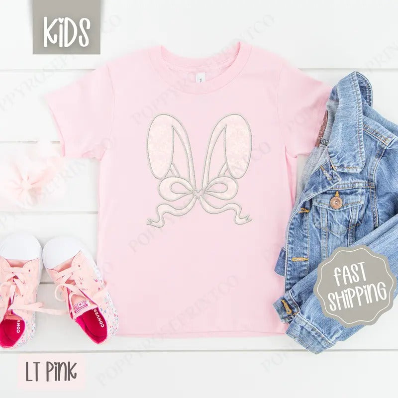 Lace Bunny Ears Kids Shirt - Easter Children's Tshirt - Cute Youth Tee Gildan Hoodie, Sweatshirt | HypeDripTees.com