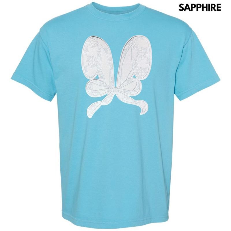 Lace Bunny Ears Sequin Patch Comfort Colors T-Shirt Hoodie, Sweatshirt | HypeDripTees.com