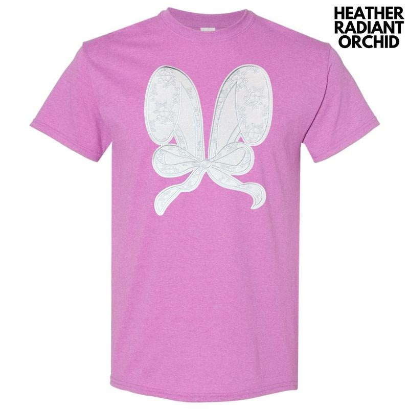 Lace Bunny Ears Sequin Patch Gildan Short Sleeve T-Shirt Hoodie, Sweatshirt | HypeDripTees.com