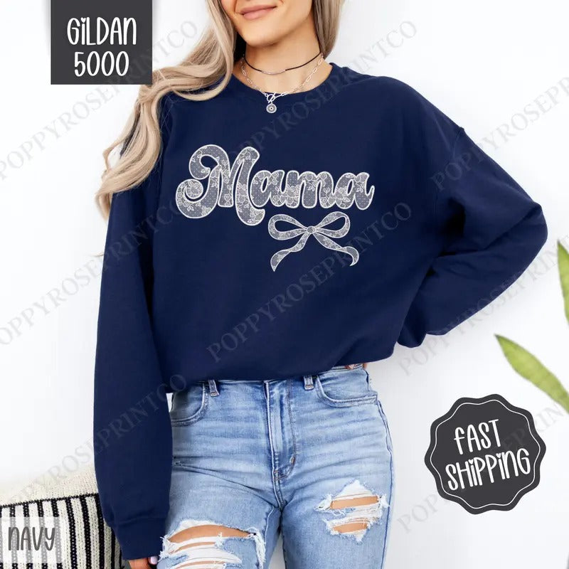 Lace Mama Coquette Lace Mama Bow Cute T-Shirts, Hoodie, Sweatshirt