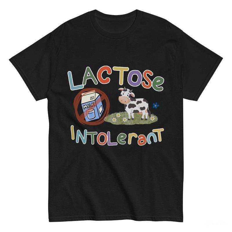 Lactose Intolerant Vintage Graphic T-Shirt, Retro Milk 90s Cute Tee, Funny Shirts For Friends, Y2k Unisex Baggy Shirt...