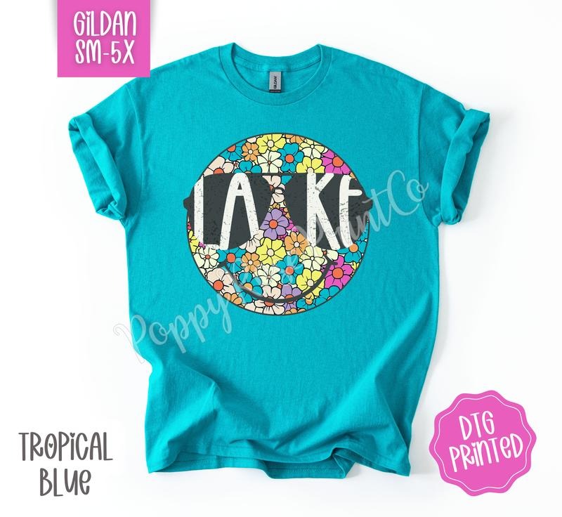 Lake Smiley Gildan Shirt Cute Floral Happy Face Her T-Shirts, Hoodie, Sweatshirt