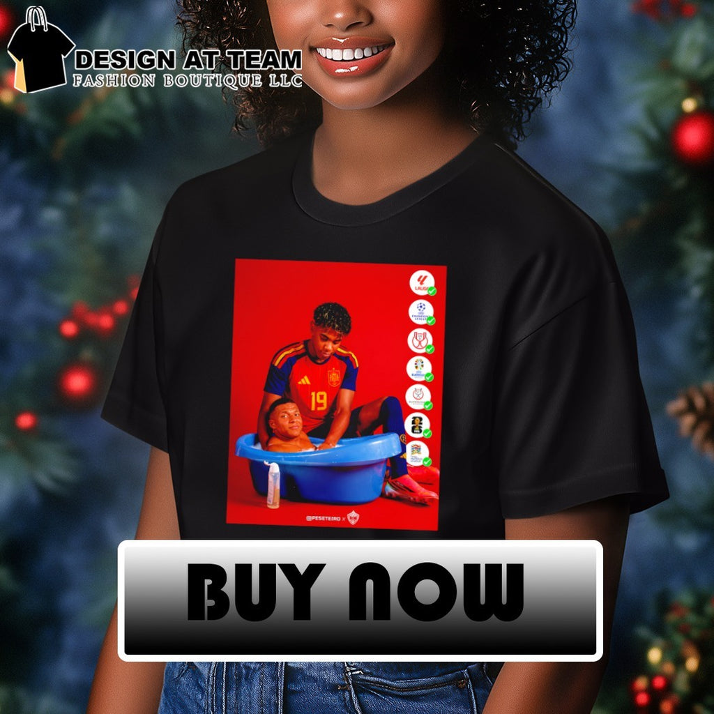 Lamine Yamal bathing Kylian Mbappe Spain Soccer World Cup 2026 meme shirt