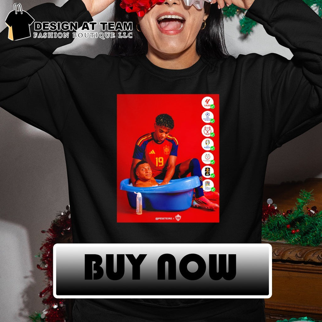 Lamine Yamal bathing Kylian Mbappe Spain Soccer World Cup 2026 meme shirt