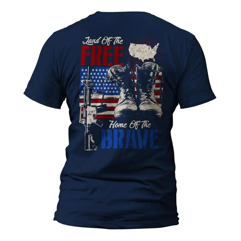Land of The Free Home of The Brave Front or Back Print T-Shirt Hoodie, Sweatshirt | HypeDripTees.com