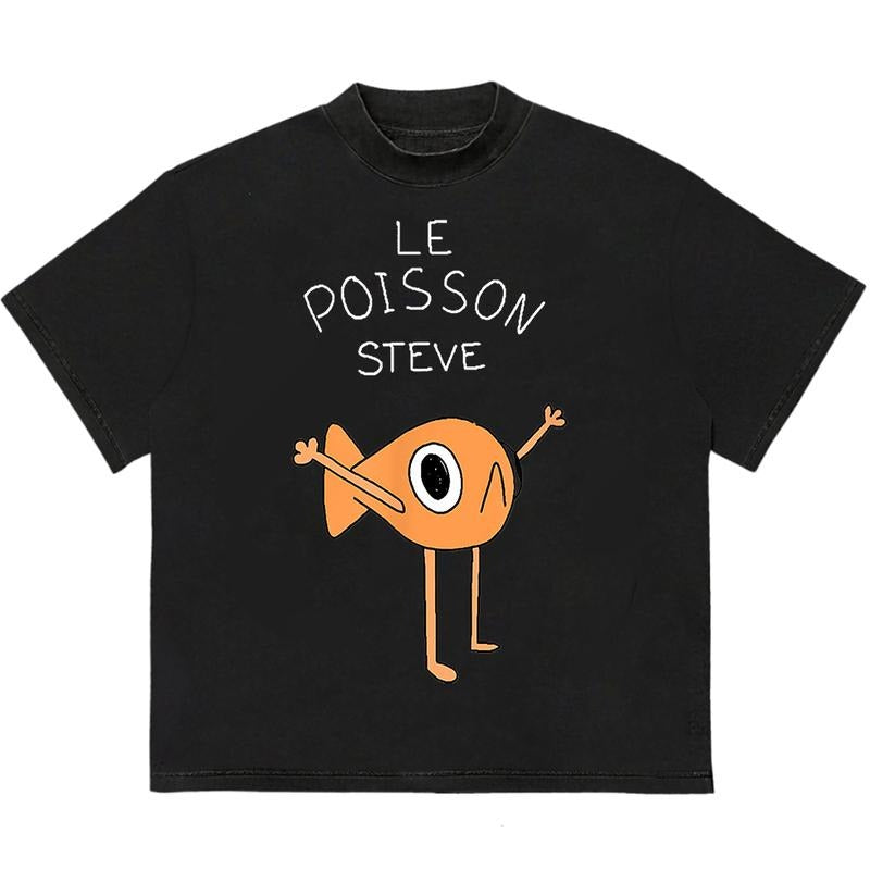 Le Poisson Steve T-Shirt Comfy Cotton Soft Cotton Stylish Gift for Her Recycled Cotton Graphic Hoodie, Sweatshirt