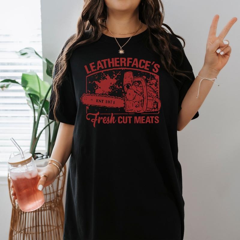 Leatherface Fresh Cut Meats TShirt Texas Chainsaw Shirt Texas Chain Saw Massacre Spooky Scary Horrow Halloween Costume T...