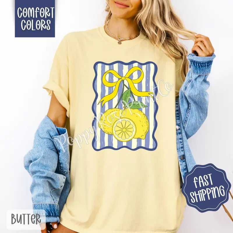 Lemon Aesthetic Comfort Colors Tshirt, Fruit Summer Shirt, Cute Women's Tee, Gift For Her Hoodie, Sweatshirt