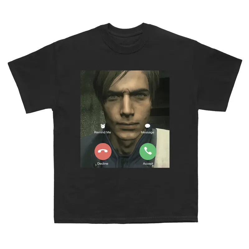 Leon Kennedy Facetime Meme T-Shirt, Leon S.Kennedy Vintage Resident Evil Shirt, Gift For Gaming Lovers Casual Clothing...
