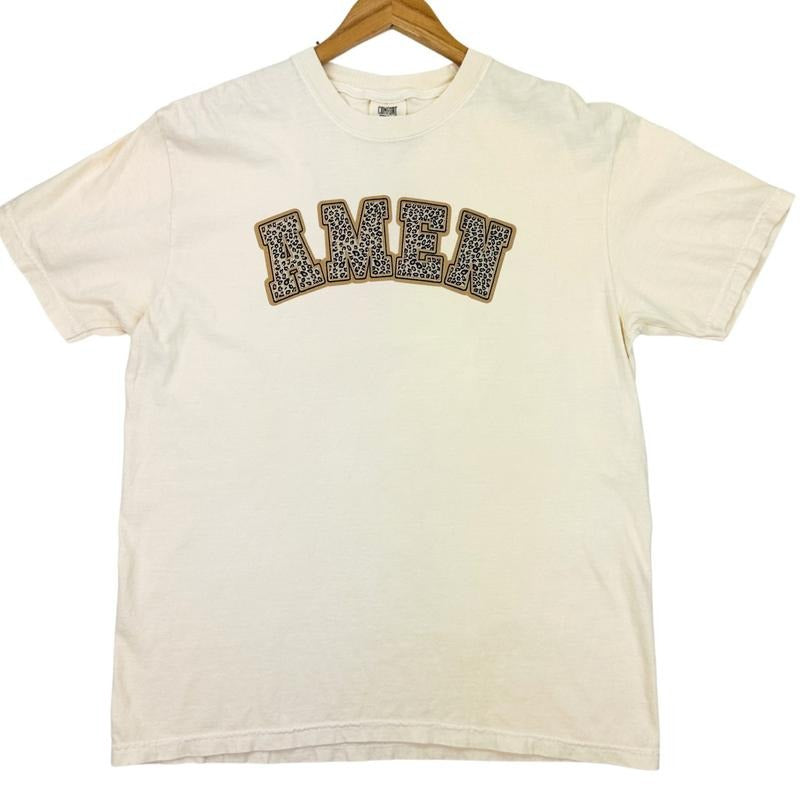 Leopard AMEN Chenille Patch Comfort Colors T-Shirt Hoodie, Sweatshirt | HypeDripTees.com