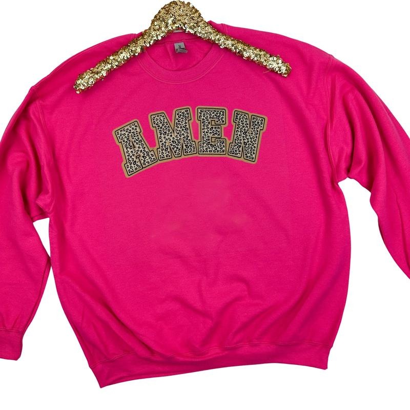 Leopard AMEN Chenille Patch Gildan Sweatshirt T-Shirts, Hoodie | HypeDripTees.com