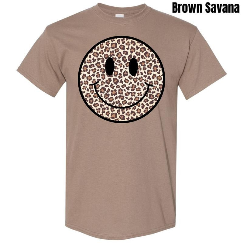 Leopard Happy Face Gildan Short Sleeve T-Shirt 'NLB' Hoodie, Sweatshirt | HypeDripTees.com