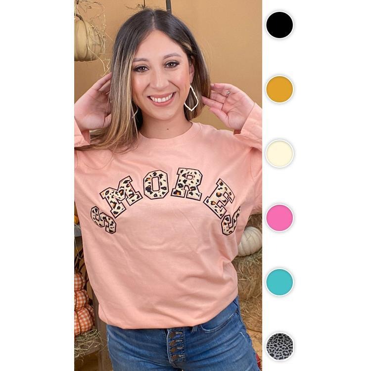 Leopard Ideal Chenille Smores Graphic Boyfriend Long Sleeve T-Shirt Hoodie, Sweatshirt | HypeDripTees.com
