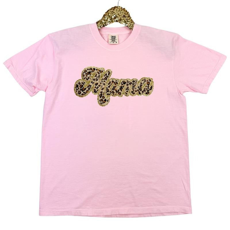 Leopard Mama Chenille Patch Comfort Colors T-Shirt Hoodie, Sweatshirt | HypeDripTees.com