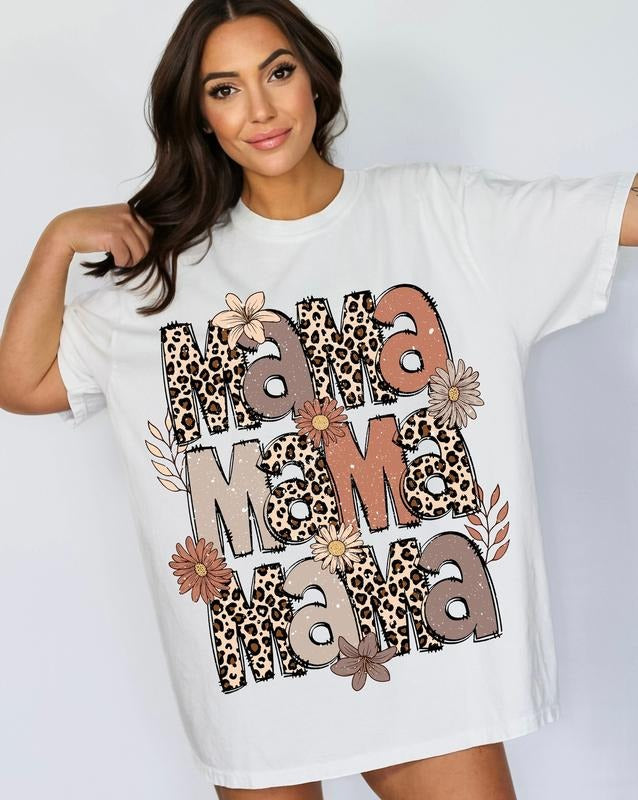 Leopard Mama Flower T-shirt, Retro Groovy Boho , Mama Shirt, Mother's Day T-shirt Hoodie, Sweatshirt | HypeDripTees.com