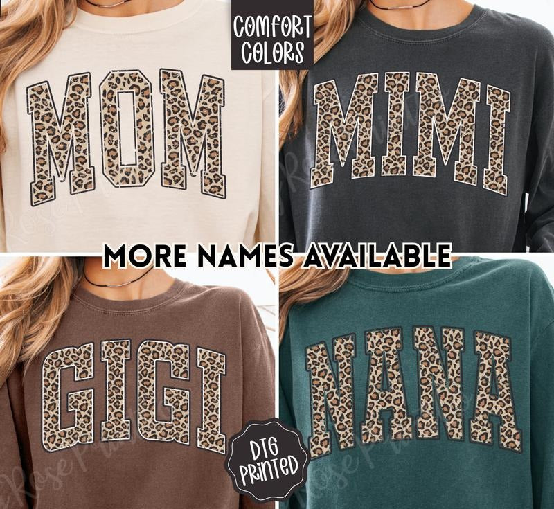 Leopard Mama-Grandma Comfort Colors Long Sleeve T-Shirt, Cute Women's Graphic Tee Hoodie, Sweatshirt | HypeDripTees.com