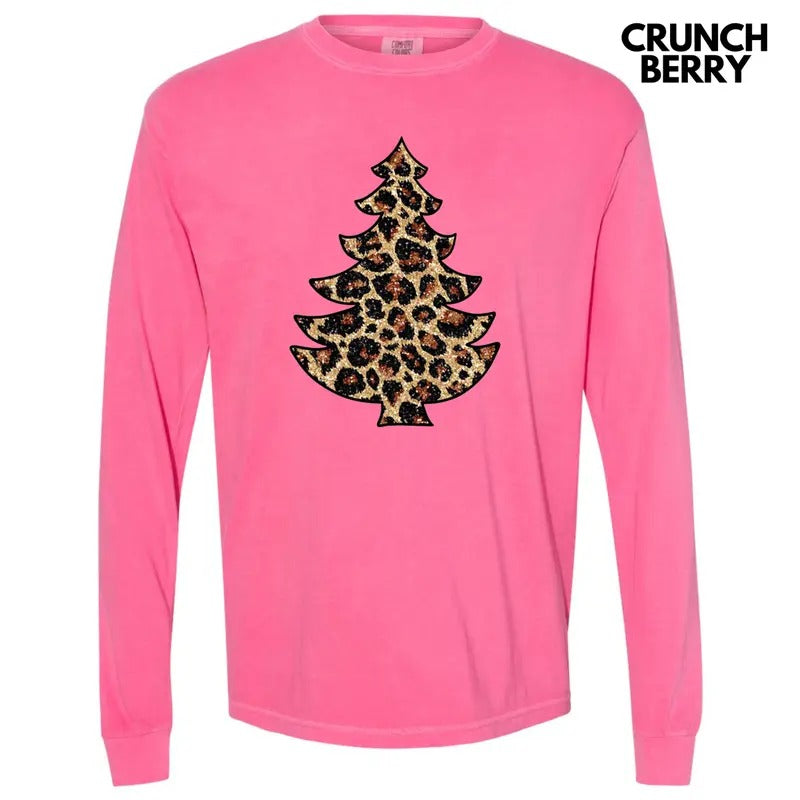 Leopard Tree FAKE GLITTER Long Sleeve Comfort Colors T-Shirt Hoodie, Sweatshirt | HypeDripTees.com