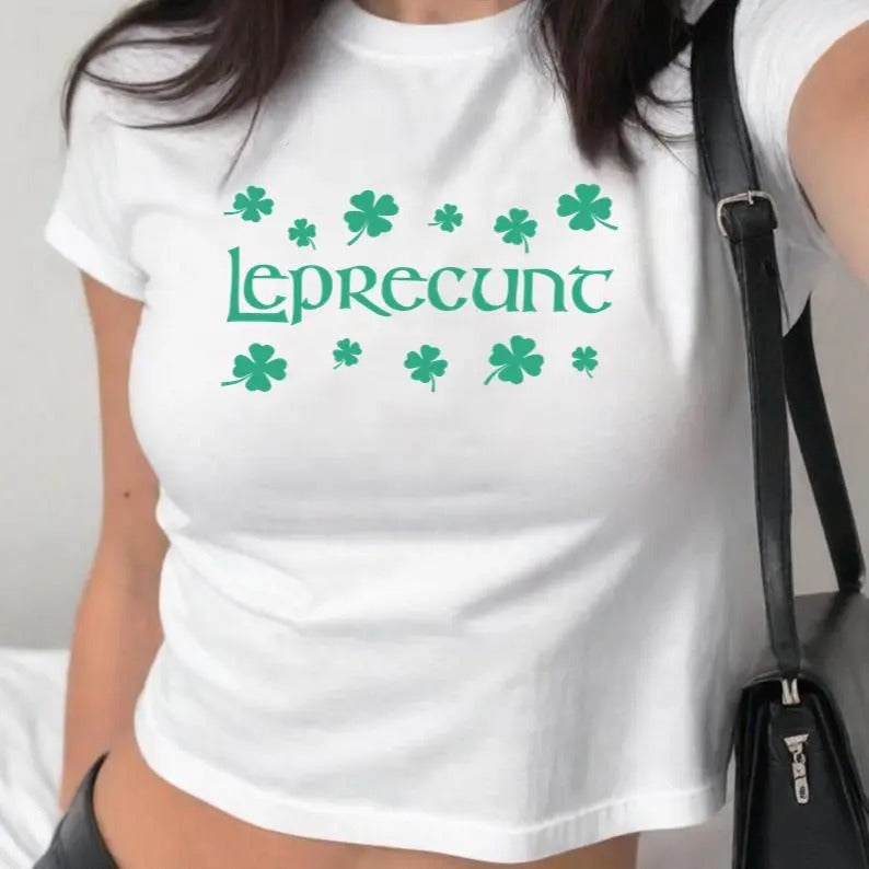 Leprecunt Women_s Baby Tee - LEPRECUNT St. Patrick_s Day Women_s Baby Tee- Leprecunt Shirt, Funny Irish Graphic tee for...