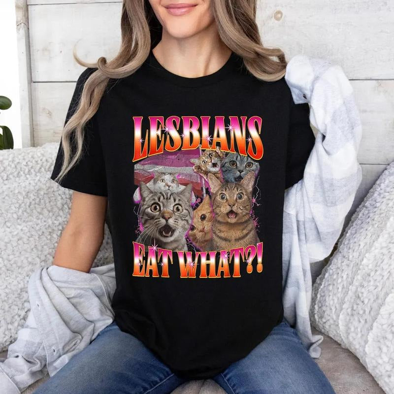 Lesbian Pride Shirt, Gay Shirt, LGBTQ Shirt, Cat Shirt, Lesbians Eat What Shirt, Funny Gift Hoodie, Sweatshirt
