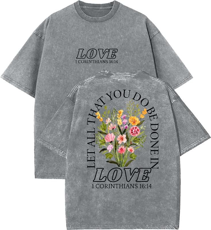 Let All That You Do Be Done In Love Unisex Washed T-Shirt, Christian t shirts, Vintage 90s Graphic Tee, Gift Top...