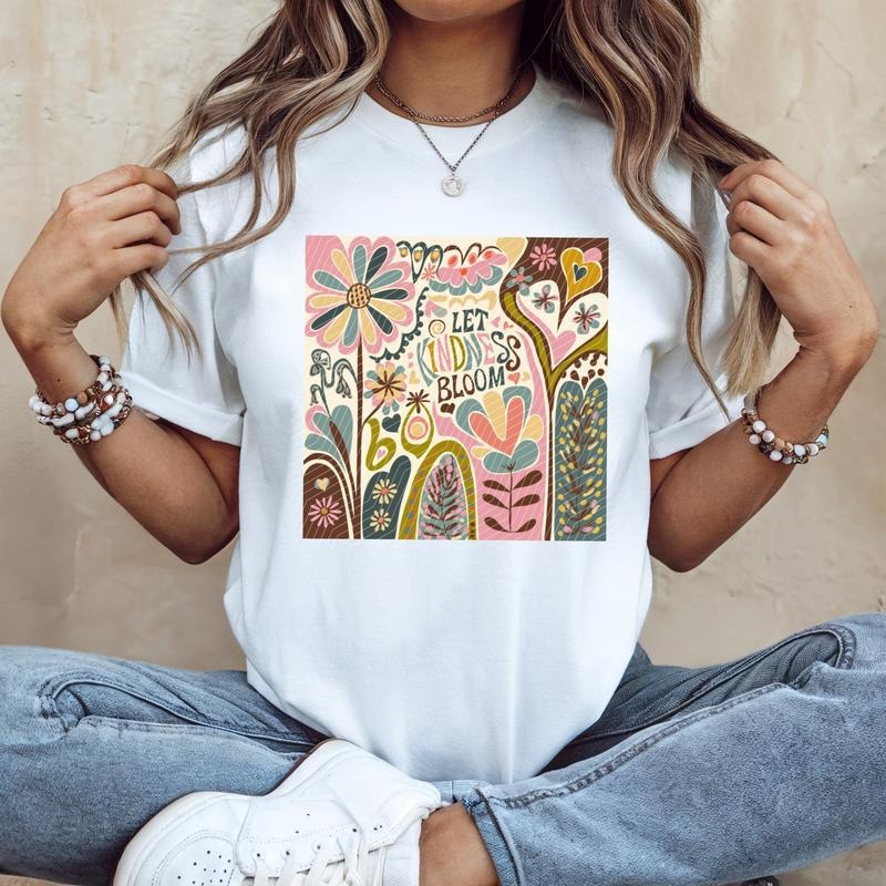 Let Kindness Bloom Block DTF Transfers - THIS IS NOT A SHIRT Hoodie, Sweatshirt | HypeDripTees.com