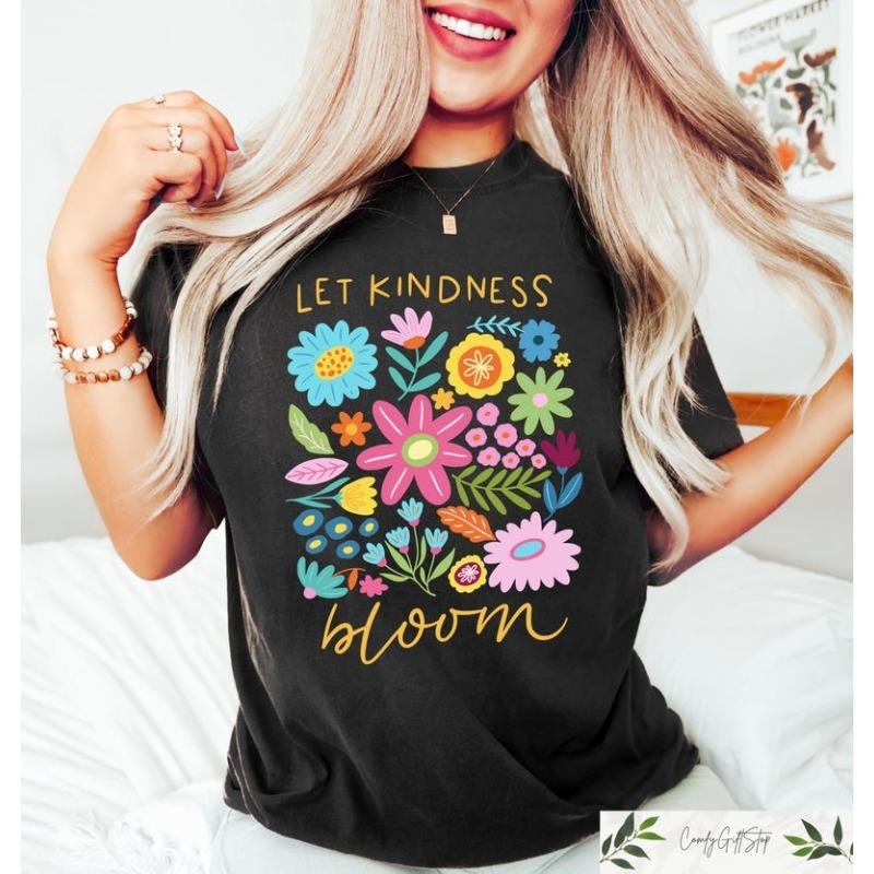 Let Kindness Bloom T-Shirt, Be Cool Be Kind Retro Flower Shirt, Be Cool Sweatshirt, Inspiration Women Sweater, Aesthetic...