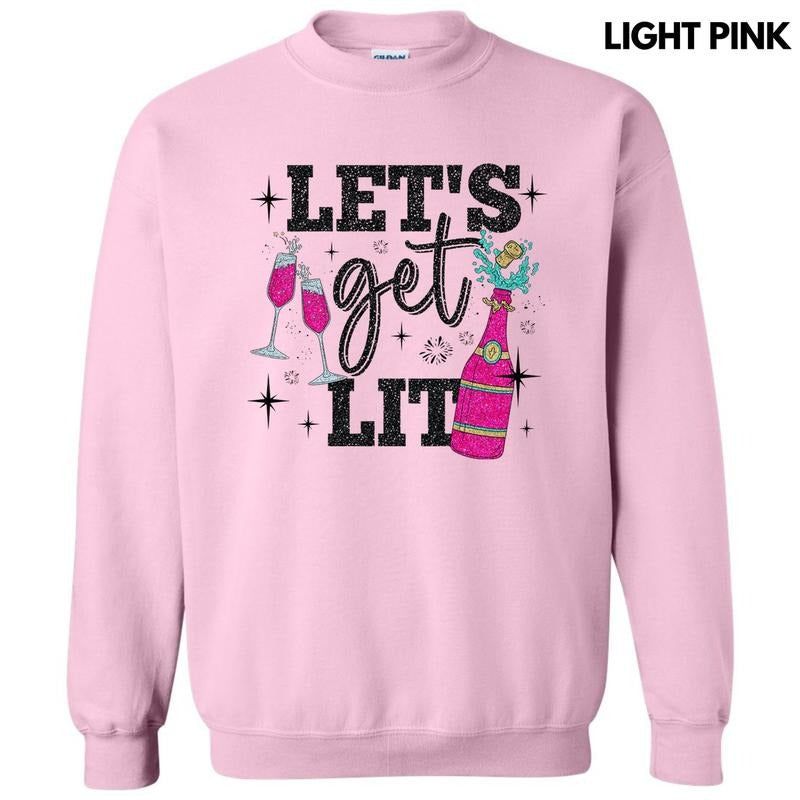 Let's Get Lit Faux Glitter Sweatshirt T-Shirts, Hoodie | HypeDripTees.com