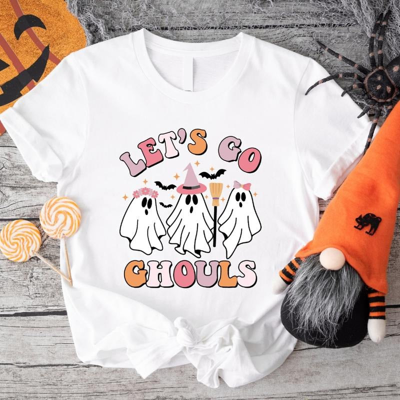 Let's Go Ghouls Halloween T-Shirt, Funny Halloween Gift Tee For Woman, Ghouls Shirt, Girls Retro Halloween Shirt, Spooky...