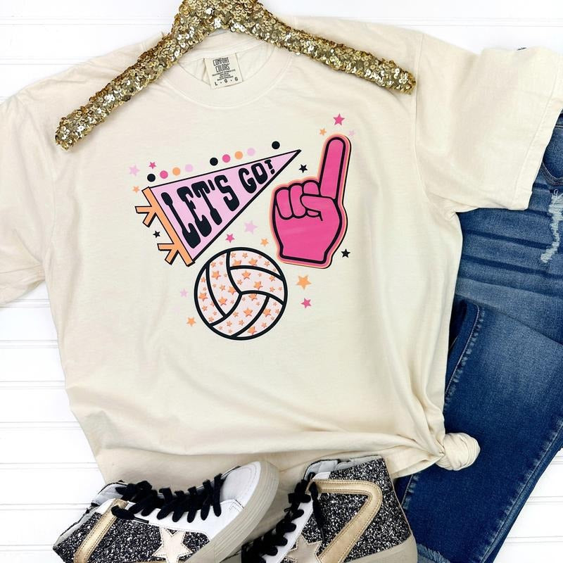 Let's Go Volleyball Comfort Colors T-Shirt Hoodie, Sweatshirt | HypeDripTees.com