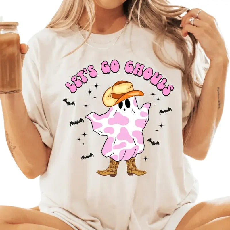 Let's go Spooky shirt, Cute Spooky Shirt, Halloween Gift, Halloween Shirt, Cowboy Ghost Shirt, Western cowgirl ghost,...