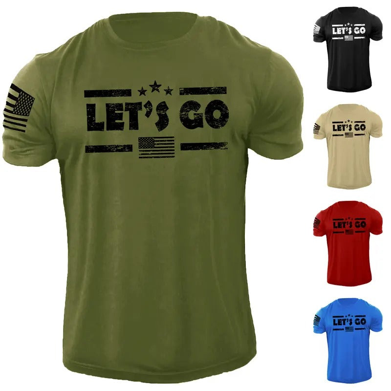 Lets Go USA American Flag Patriotic T-Shirt Distressed Military Style Graphic Tee Hoodie, Sweatshirt | HypeDripTees.com